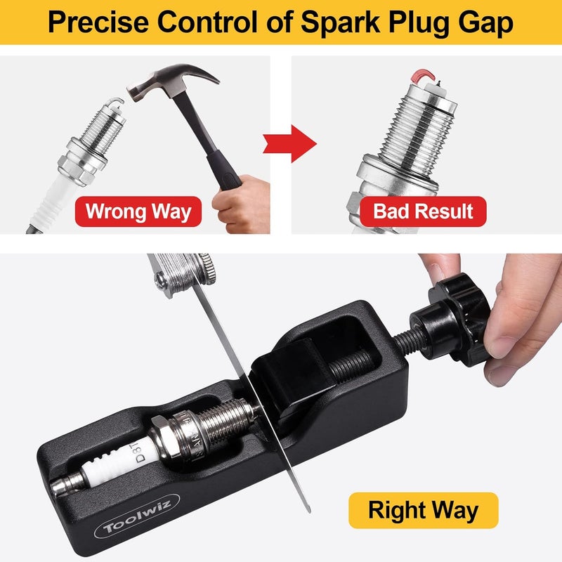 Toolwiz Spark Plug Gap Tool with 32 Blade Steel Feeler Gauge, Universal Gapping Tool for Most 10mm 12mm 14mm 16mm Thread Spark Plugs - Image 3